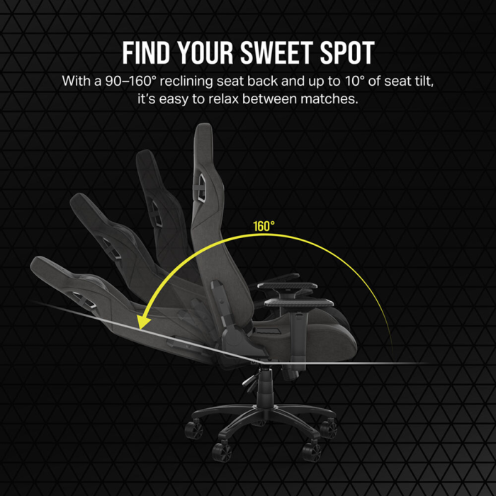 Corsair T3 RUSH Fabric Gaming Chair ,120kg - Grey/White - Image 2