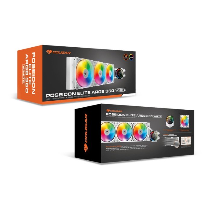 Cougar Poseidon Elite ARGB 360 AIO Liquid Cooler - White - Image 2