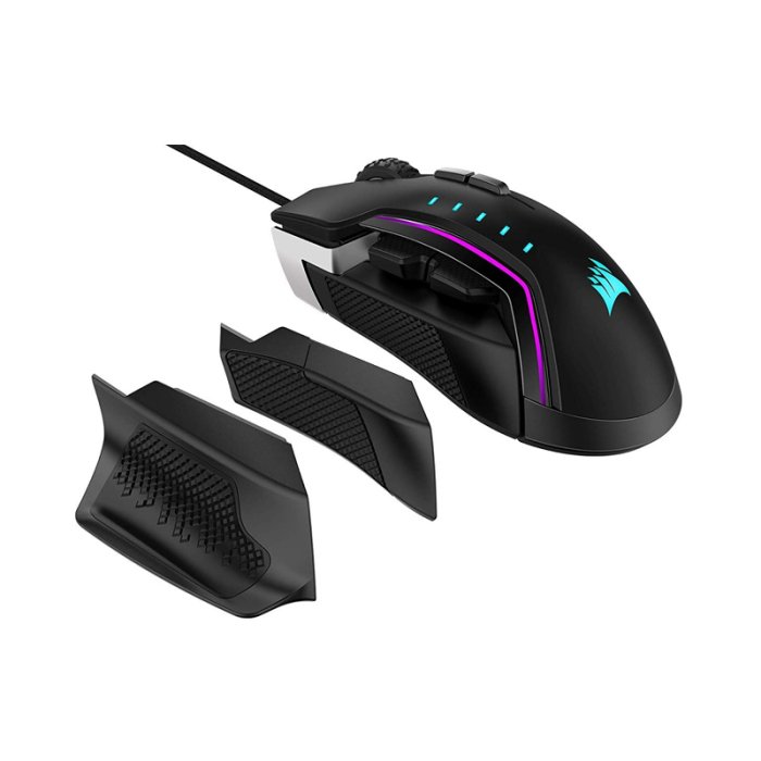 Corsair GLAIVE RGB PRO Comfort FPS/MOBA Wired Gaming Mouse with Interchangeable Grips - Aluminum - Image 2