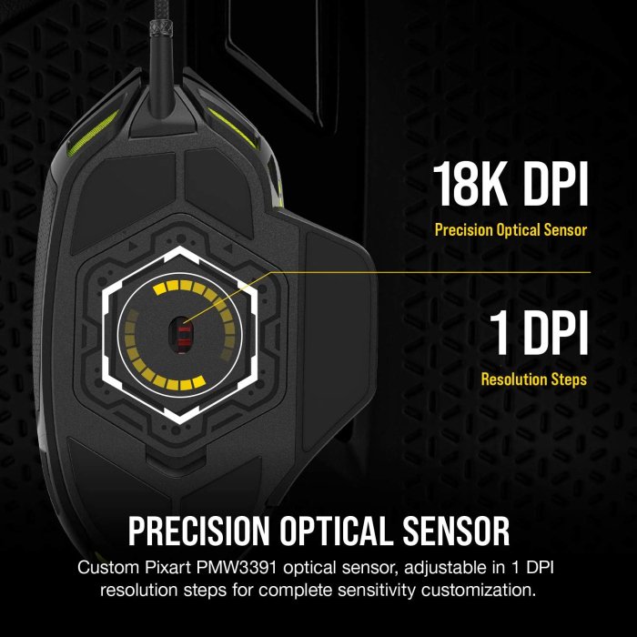 Corsair Nightsword RGB Tunable FPS/MOBA Wired Gaming Mouse - Image 3