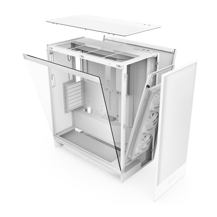 NZXT H7 Flow RGB (2024) ATX Mid Tower Left Side Tempered Glass Case with 3 RGB Fans - White - Image 2
