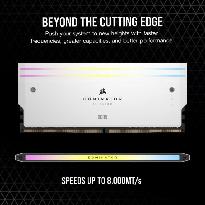 Corsair Dominator Titanium RGB DDR5 - 64GB (2x32GB) 6400MT/s CL32 Memory Kit - White - Image 3