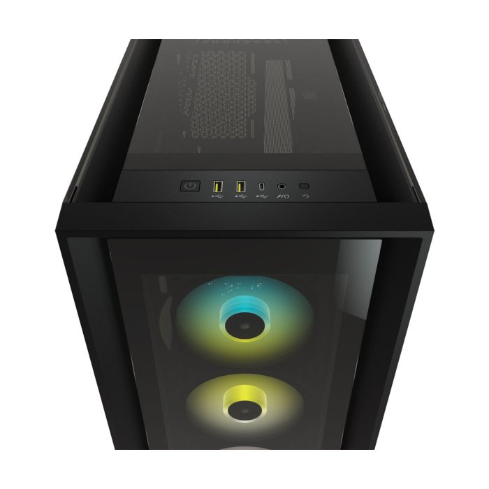 Corsair iCUE 5000X RGB Mid-Tower 4-Sides Tempered Glass Panel with 3 RGB Elite Fans - Black - Image 2