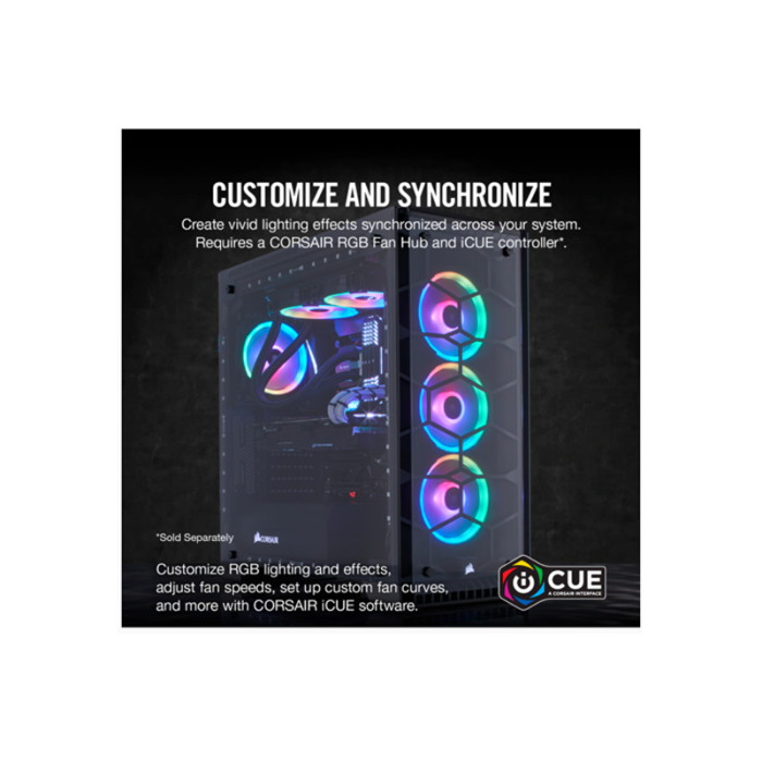Corsair iCUE LL140 RGB 140mm with Dual Light Loop RGB LED PWM Single Fan - Black - Image 3