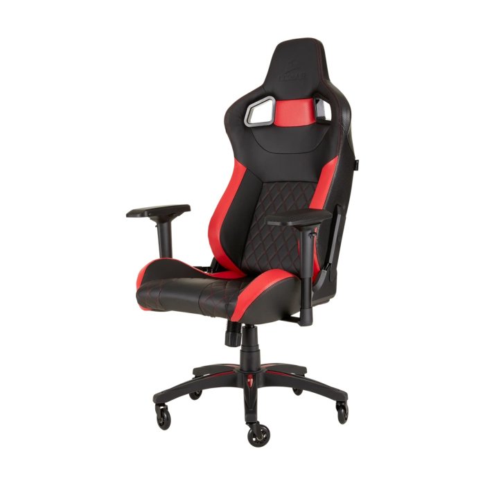 Corsair T1 Race Gaming Chair with PU Leather, 4D Adjustable Armrest, PU Caster Wheels - Black/Red - Image 3