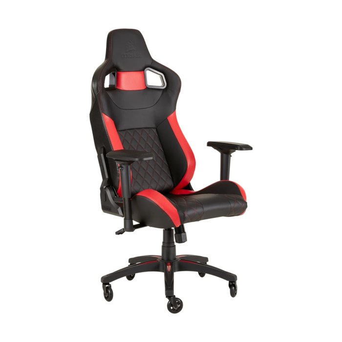 Corsair T1 Race Gaming Chair with PU Leather, 4D Adjustable Armrest, PU Caster Wheels - Black/Red - Image 2