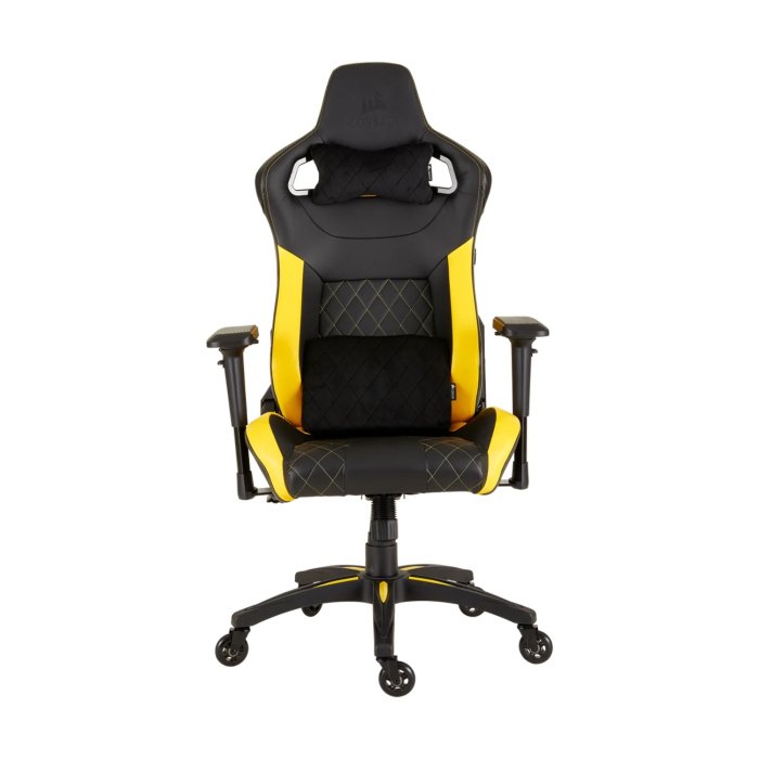 Corsair T1 Race Gaming Chair with PU Leather, 4D Adjustable Armrest, PU Caster Wheels - Black/Yellow