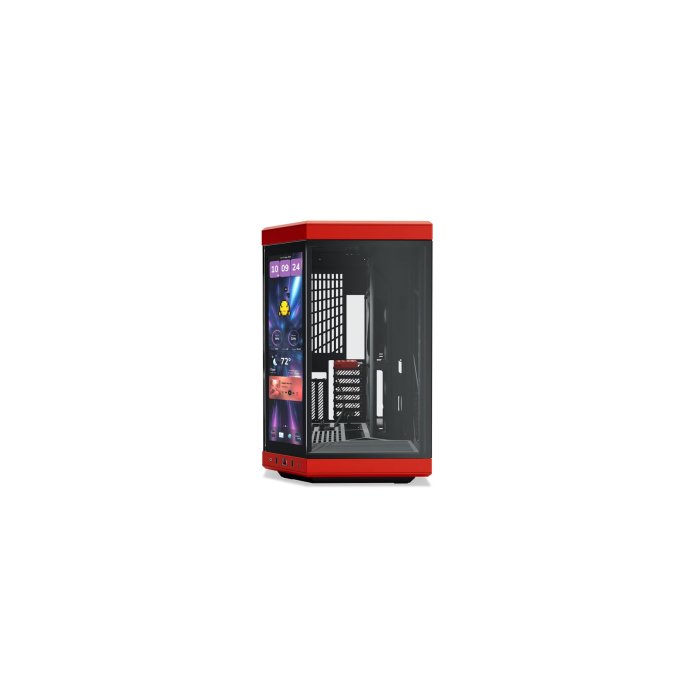 HYTE Y70 TOUCH INFINITE - 14.5 Inch Touchscreen Mid Tower Two Panel Front & Left Side Tempered Glass Case without Fan - Black/Red - Image 2