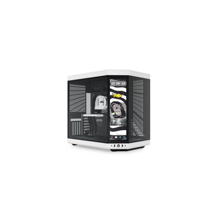 HYTE Y70 TOUCH INFINITE - 14.5 Inch Touchscreen Mid Tower Two Panel Front & Left Side Tempered Glass Case without Fan - Black/White - Image 3