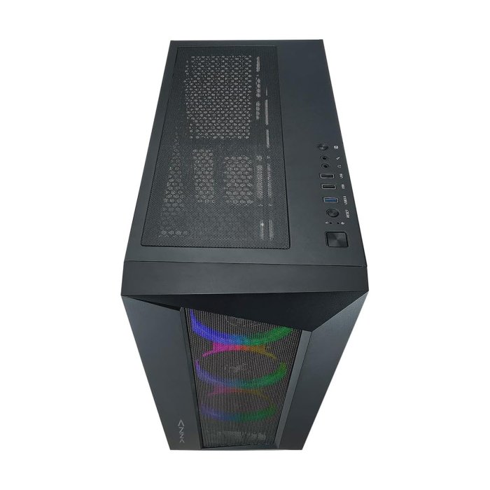 Azza Octane A ATX Mid-Tower Tempered Glass Side Panel Case With 3 ARGB Fans - Black - Image 2
