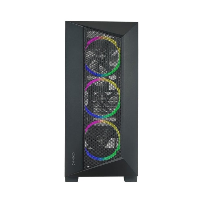 Azza Octane A ATX Mid-Tower Tempered Glass Side Panel Case With 3 ARGB Fans - Black - Image 3
