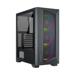 Azza Octane A ATX Mid-Tower Tempered Glass Side Panel Case With 3 ARGB Fans - Black