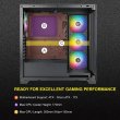 Azza Neptune Mid Tower Two Panel Front & Left Side Tempered Glass Case with 4 RGB Fans - Black - Image 9