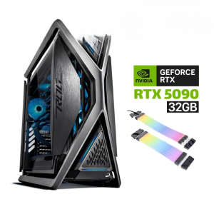 Gaming PC AMD Ryzen 9-9950X3D, ASUS ROG Strix X870E Motherboard, 64GB DDR5 6000 RAM, 2TB NVMe Gen-4 SSD, ASUS TUF RTX 5090 32GB GPU, Asus Ryujin iii Extreme Liquid Cooler, Asus TUF 1200W PSU, LianLi Strimers, Hyperion GR701 Case, Win 11 Pro