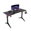 Royal RGB Lighting Gaming Desk with Carbon Fiber Surface-Black - Image 4