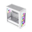 GameMax Destroyer TGW Micro ATX Tower Tempered Glass Side Panel Case with 4 ARGB Fans - White - Image 5