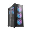 DarkFlash DK352 Plus ATX Mid Tower Front Panel Tempered Glass Side Panel Case With 4 ARGB Fans - Black - Image 4