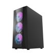 DarkFlash DK352 Plus ATX Mid Tower Front Panel Tempered Glass Side Panel Case With 4 ARGB Fans - Black - Image 6