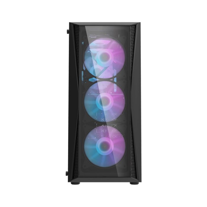 DarkFlash DK352 Plus ATX Mid Tower Front Panel Tempered Glass Side Panel Case With 4 ARGB Fans - Black - Image 3
