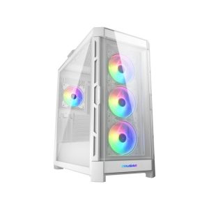 Cougar DuoFace Pro RGB Mid Tower Two Panel Front & Left Side Tempered Glass Case With 4 ARGB Fan - White