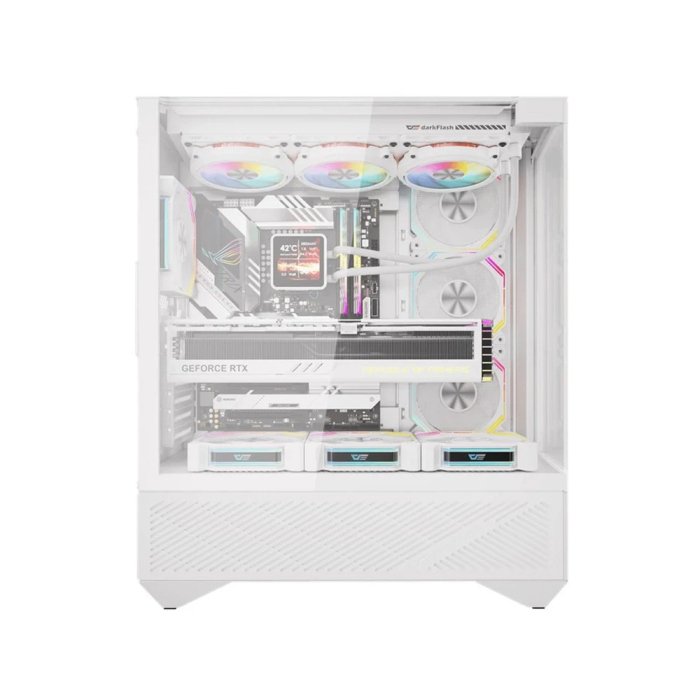 DarkFlash DY460 ATX Mid Tower Gaming Case With 4 ARGB Fans Included - White - Image 3