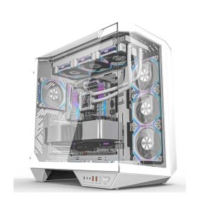 DarkFlash DY470 ATX Mid Tower Gaming Case With 4 ARGB Fans Included - White