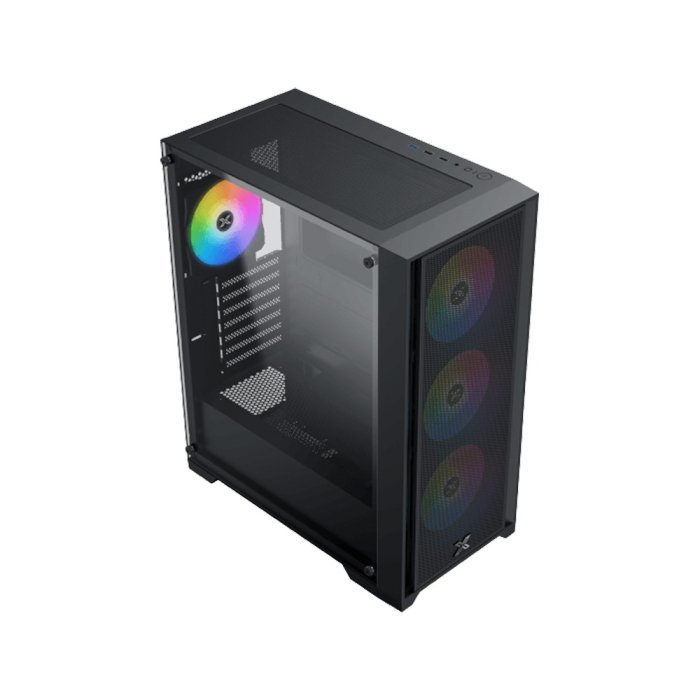 Xigmatek Gaming X II ATX Left Side Tempered Glass Panel Case with 4 ARGB Fans - Black - Image 3