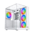 Xigmatek Aqua Compact Arctic ATX Three Panel Front Top & Left Side Tempered Glass Case With 4 ARGB Fans - White - Image 4