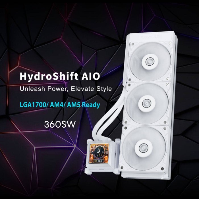 Lian Li Hydro-Shift LCD AIO 360mm Liquid CPU Cooler with 2.88" IPS LCD Screen - White - Image 3