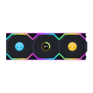 Lian Li Uni Fan SL Wireless LCD Reverse Blade 120MM Fan-3-in-1 Pack - Black
