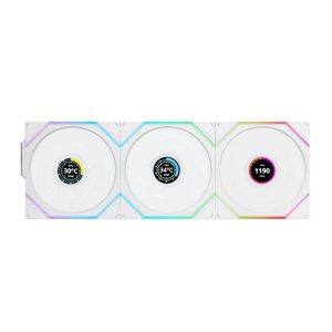 Lian Li Uni Fan Tl Wireless LCD Reverse Blade 120mm ARGB Case Fans with 1.6” LCD Screen (3 Pack)- White