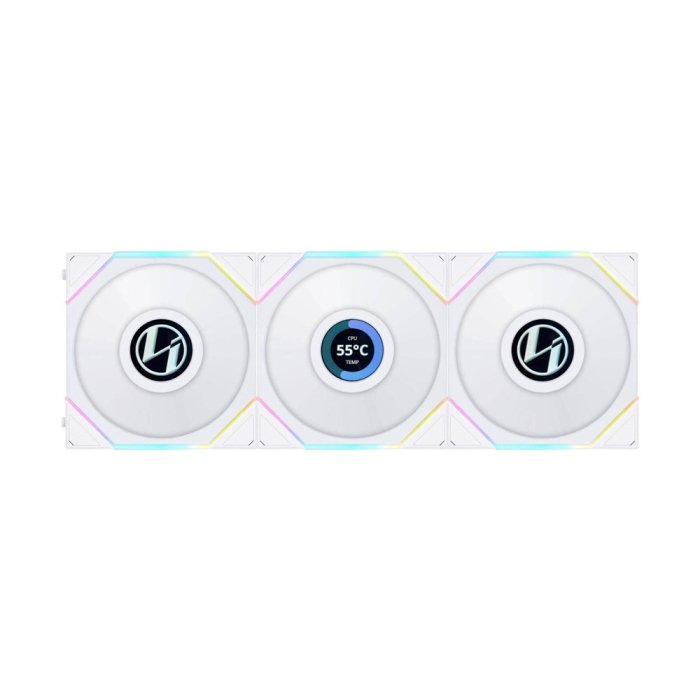 Lian Li Uni Fan Tl LCD 120mm ARGB Case Fan with 1.6" LCD Screen (Pack Of 3) - White