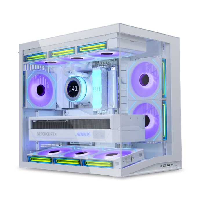 LIAN LI O11 Dynamic Mini V2 ATX Mid Tower Gaming Case (Fans Not Included) - White - Image 2