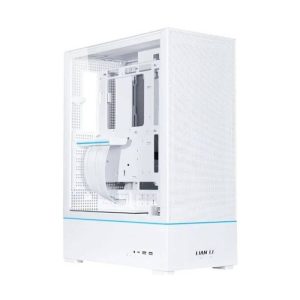 Lian-Li SUP01 Small Tower ATX Case, Stand Up Platform Design, Front GPU Mount, Pre Installed 3 X 120mm PWM & PCIe 4.0 Riser Cables, 3 Side Mesh Panels, Dual ARGB Strip Lights, White | G99.SUP01W.00