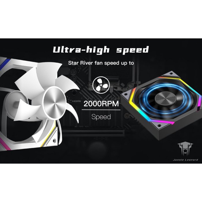 Jungle Leopard Galaxy 120X25mm 5V 3Pin ARGB Case Single Fan - White - Image 2