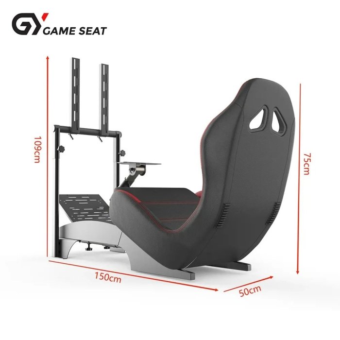 Gameseat GY-Extreme Racing Simulator Cockpit with Monitor Mount – Black/Red | Fully Adjustable Steel Frame & Sport Seat GY046-2 - Image 2