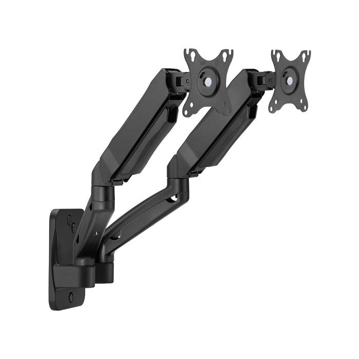 GAMEON Economy Spring-Assisted Wall Mounted Dual Monitor Arm Stand & Mount For Gaming & Office Use (17" - 32") Each Arm Up To 9 Kg-Black - Image 2