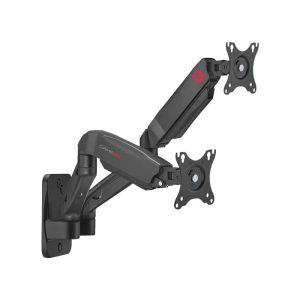 GAMEON Economy Spring-Assisted Wall Mounted Dual Monitor Arm Stand & Mount For Gaming & Office Use (17" - 32") Each Arm Up To 9 Kg-Black