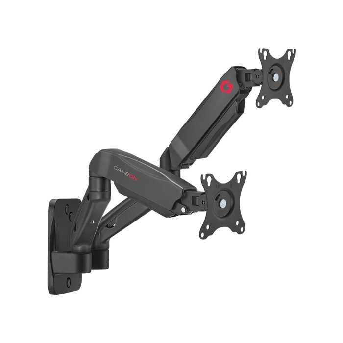 GAMEON Economy Spring-Assisted Wall Mounted Dual Monitor Arm Stand & Mount For Gaming & Office Use (17" - 32") Each Arm Up To 9 Kg-Black
