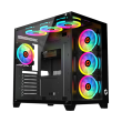 GameOn Emperor Arctic Series Mid Tower Two Side Panel Front & Left Side Tempered Glass Case with 7 ARGB Fans - Black - Image 5