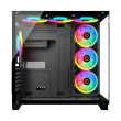GameOn Emperor Arctic Series Mid Tower Two Side Panel Front & Left Side Tempered Glass Case with 7 ARGB Fans - Black - Image 7