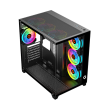 GameOn Emperor Arctic Series Mid Tower Two Side Panel Front & Left Side Tempered Glass Case with 7 ARGB Fans - Black - Image 8