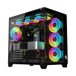 GameOn Emperor Arctic Series Mid Tower Two Side Panel Front & Left Side Tempered Glass Case with 7 ARGB Fans - Black - Image 4