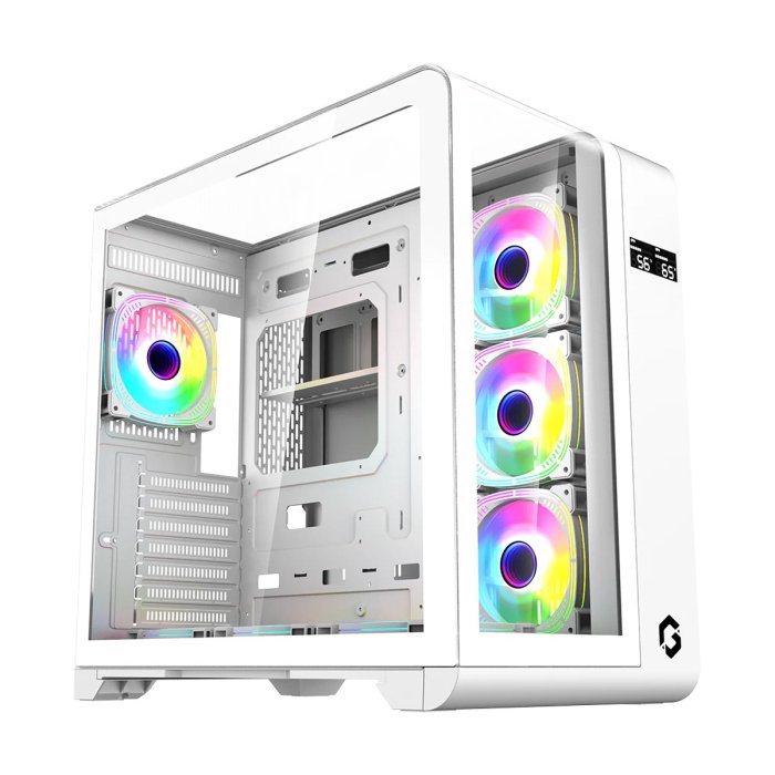 GameOn Infinity Midnight Series ARGB Mid Tower Gaming Case With (4 ARGB Fans Included) - White - Image 3