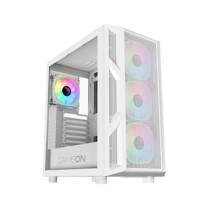 GameOn Trident IV-A PowerForge Series Mid Tower Gaming Case with 750W Power Supply Pre-Installed (4 ARGB Fans Included) - White - Image 3