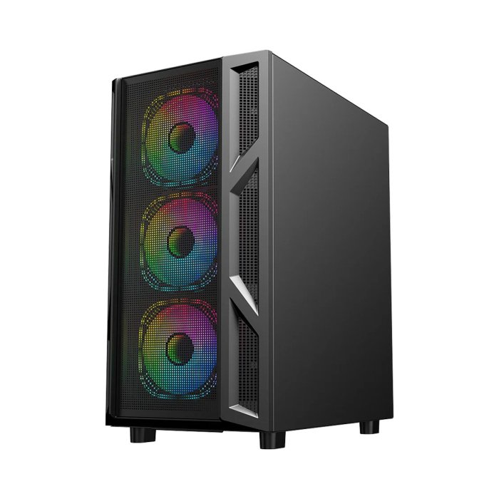 GameOn Trident IV-M PowerForge Series Mid Tower Gaming Case with 750W Power Supply Pre-Installed (4 ARGB Fans Included) - Black - Image 2