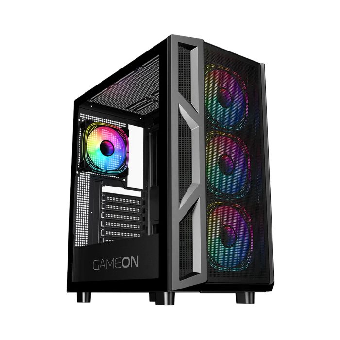 GameOn Trident IV-M PowerForge Series Mid Tower Gaming Case with 750W Power Supply Pre-Installed (4 ARGB Fans Included) - Black - Image 3