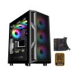 GameOn Trident IV-M PowerForge Series Mid Tower Gaming Case with 750W Power Supply Pre-Installed (4 ARGB Fans Included) - Black - Image 4