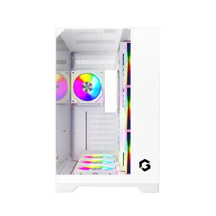 GameOn Valkyrie I Series Mid Tower Three Panel Front,Top & Left Side Tempered Glass Case With 7 RGB Fans - White - Image 2