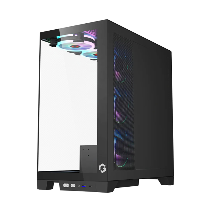 GameOn Emperor Mid Night IV Series Mid Tower Tempered Glass Side Panel Case with 7 ARGB Fans - Black - Image 3